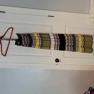 NWT multicolored Magic yellow, black, white strapless maxi dress
